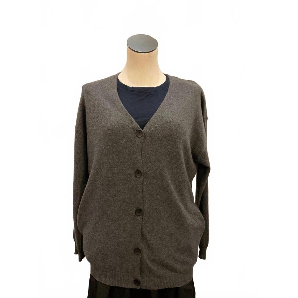 NEW SELF CONTRAST women's button front cardigan in grey